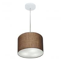 Lustre Pendente Cilíndrico Vivare Md-4209 Cúpula Em Tecido 25x25cm - Bivolt Café 127/220v