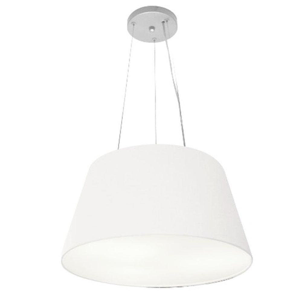 Lustre Pendente Cone Md-4001 Cúpula Em Tecido 21/40x30cm Branco - Bivolt - 1