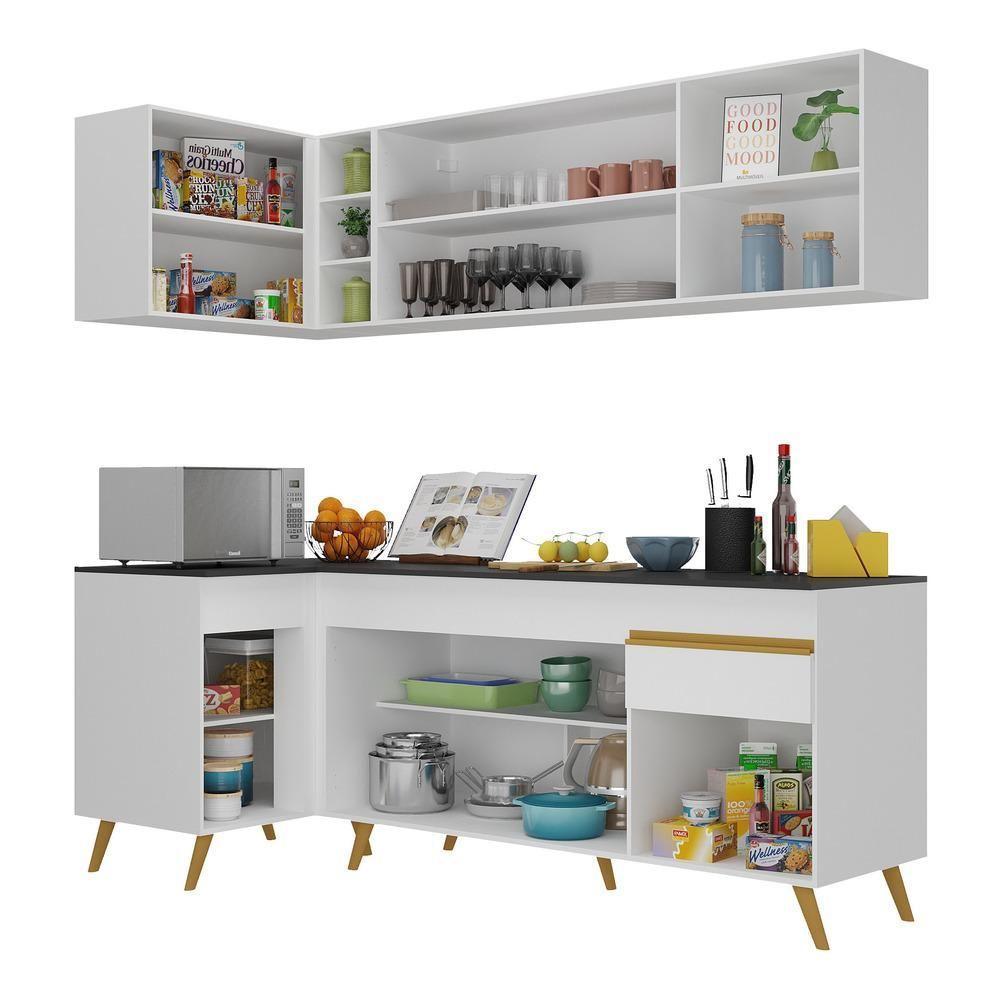 Cozinha Compacta De Canto Veneza Gw Mp2058 Com Armário E Balcão Branca - 5