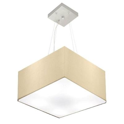 Lustre Pendente Quadrado Md-4041 Cúpula Em Tecido 21/35x35cm Algodão Crú - Bivolt