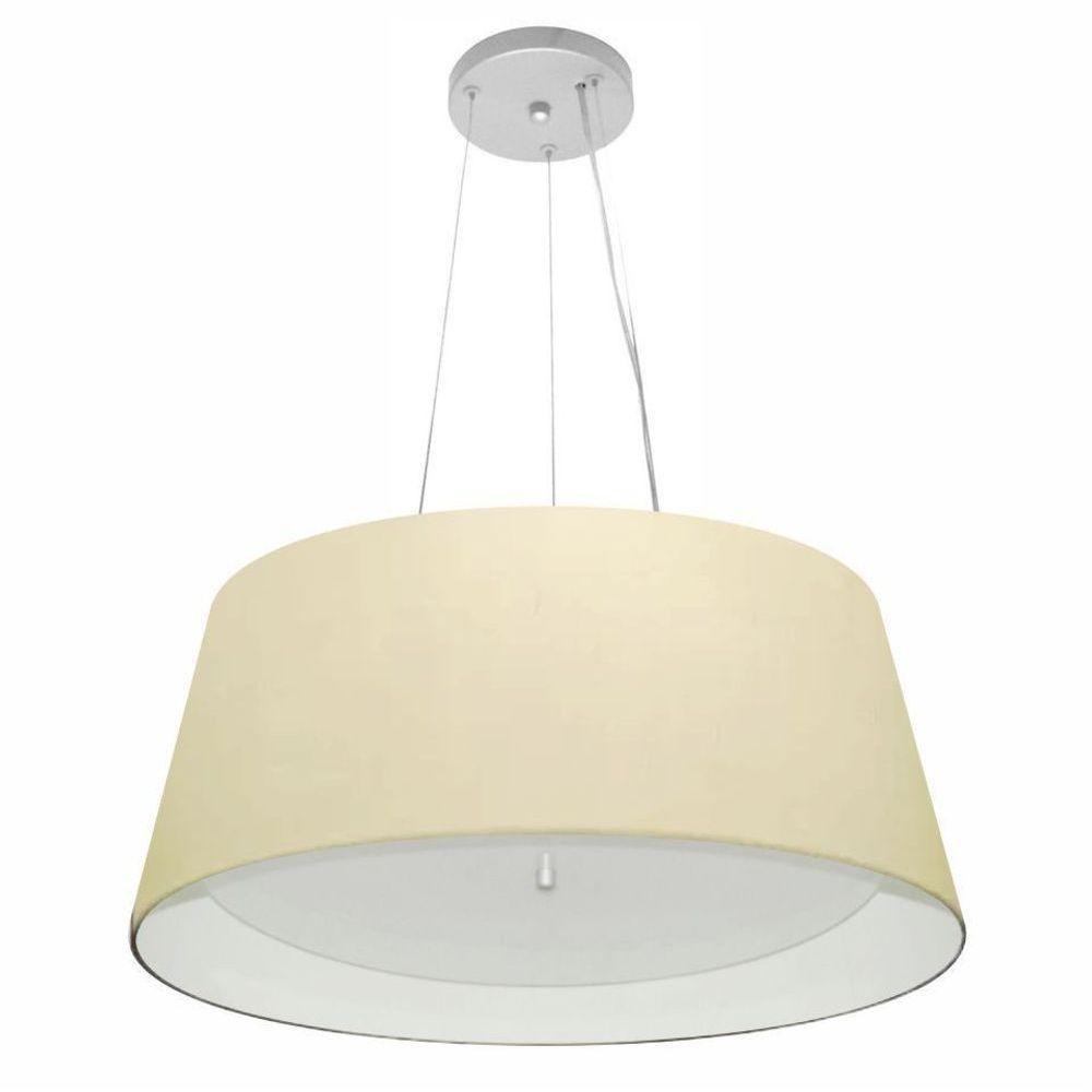 Lustre Pendente Cone Vivare Md-4015 Cúpula Em Tecido 25x60x50cm - Bivolt Algodão-crú-branco 127/220v - 1