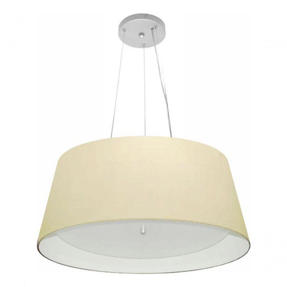 Lustre Pendente Cone Vivare Md-4015 Cúpula Em Tecido 25x60x50cm - Bivolt Algodão-crú-branco 127/220v - 3