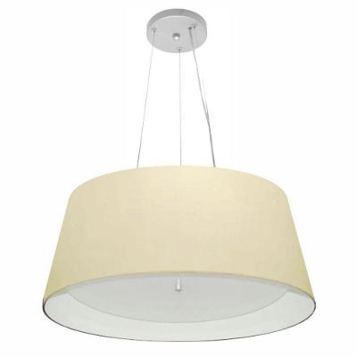 Lustre Pendente Cone Vivare Md-4015 Cúpula Em Tecido 25x60x50cm - Bivolt Algodão-crú-branco 127/220v