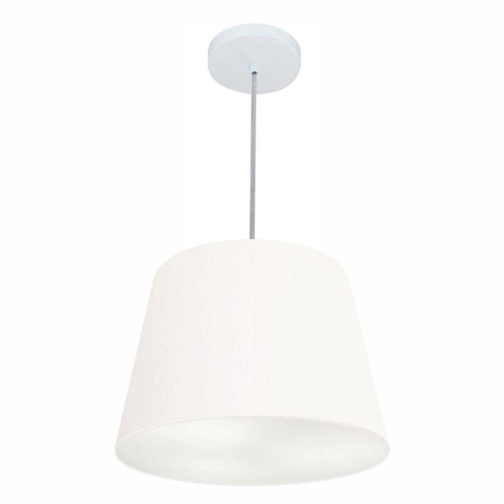 Lustre Pendente Cone Md-4155 Cúpula Em Tecido 30/40x30cm Branco - Bivolt - 1