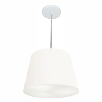 Lustre Pendente Cone Md-4155 Cúpula Em Tecido 30/40x30cm Branco - Bivolt