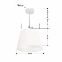 Lustre Pendente Cone Md-4155 Cúpula Em Tecido 30/40x30cm Branco - Bivolt - 2