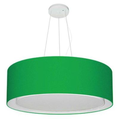 Lustre Pendente Cilíndrico Duplo Vivare Md-4125 Cúpula Em Tecido 60x25cm - Bivolt Verde-folha 110v/220v