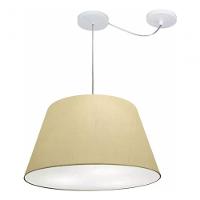 Lustre Pendente Cone Com Desvio De Centro Vivare Md-4283 Cúpula Em Tecido 35x50cm - Bivolt Algodão-crú 127/220v - 3