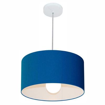 Lustre Pendente Cilíndrico Vivare Md-4146 Cúpula Em Tecido 40x30cm - Bivolt Azul-marinho 127/220v