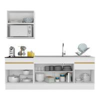 Cozinha Compacta Com Rodapé Com Armário E Balcão Branca