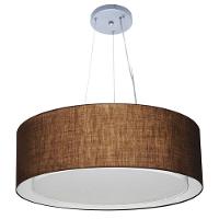 Lustre Pendente Cilíndrico Duplo Md-4125 Cúpula Em Tecido 60x25cm Café - Bivolt - 1