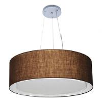 Lustre Pendente Cilíndrico Duplo Md-4125 Cúpula Em Tecido 60x25cm Café - Bivolt - 3