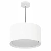 Lustre Pendente Cilíndrico Duplo Vivare Md-4290 Cúpula Em Tecido 40x25cm - Bivolt Branco 127/220v - 1