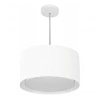 Lustre Pendente Cilíndrico Duplo Vivare Md-4290 Cúpula Em Tecido 40x25cm - Bivolt Branco 127/220v - 3