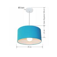Lustre Pendente Cilíndrico Md-4031 Cúpula Em Tecido 40x21cm Azul Turquesa - Bivolt - 2
