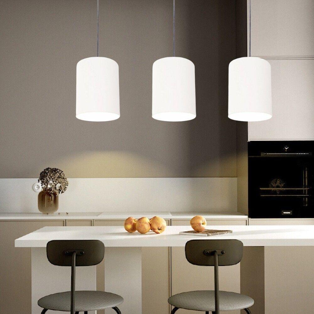 Lustre Pendente Cilíndrico Md-4012 Cúpula Em Tecido 18x25cm Branco - Bivolt - 2