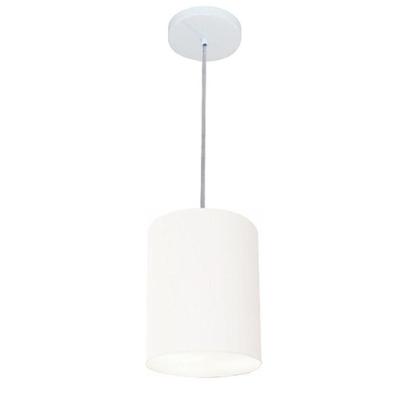 Lustre Pendente Cilíndrico Md-4012 Cúpula Em Tecido 18x25cm Branco - Bivolt