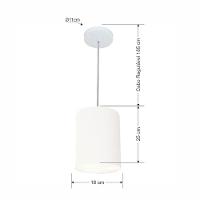 Lustre Pendente Cilíndrico Md-4012 Cúpula Em Tecido 18x25cm Branco - Bivolt - 3
