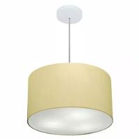 Lustre Pendente Cilíndrico Md-4019 Cúpula Em Tecido 40x21cm Algodão Crú - Bivolt - 1