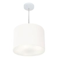 Lustre Pendente Cilíndrico Vivare Md-4216 Cúpula Em Tecido 40x30cm - Bivolt Branca 127/220v - 1