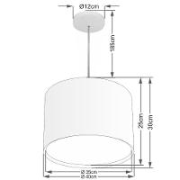 Lustre Pendente Cilíndrico Duplo Md-4292 Cúpula Em Tecido 40x30cm Café - Bivolt - 2