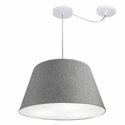 Lustre Pendente Cone Com Desvio Md-4283 Cúpula 30/35x50cm Rustico Cinza - Bivolt