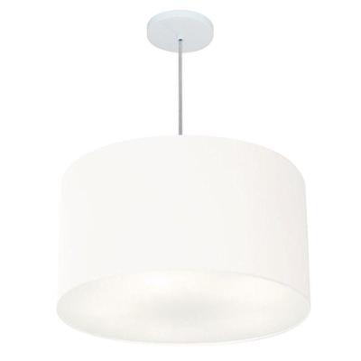 Lustre Pendente Cilíndrico Vivare Md-4257 Cúpula Em Tecido 45x30cm - Bivolt Branca 127/220v