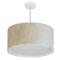 Lustre Pendente Cilíndrico Duplo Md-4288 Cúpula Em Tecido 50x30cm Rustico Bege - Bivolt - 1