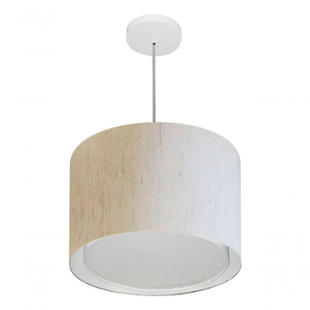 Lustre Pendente Cilíndrico Duplo Md-4286 Cúpula Em Tecido 40x30cm Linho Bege - Bivolt - 3