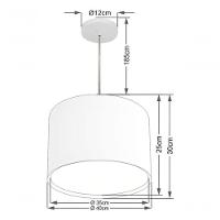 Lustre Pendente Cilíndrico Duplo Md-4286 Cúpula Em Tecido 40x30cm Linho Bege - Bivolt - 4