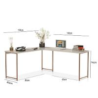 Mesa Em L Sem Prateleira Office Em Mdf Industrial Klm Store Bronze Com Off White - 3