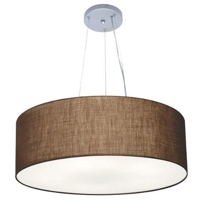 Lustre Pendente Cilíndrico Md-4010 Cúpula Em Tecido 60x21cm Café - Bivolt