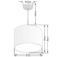 Lustre Pendente Cilíndrico Duplo Vivare Md-4285 Cúpula Em Tecido 35x30cm - Bivolt Branco 127/220v - 2