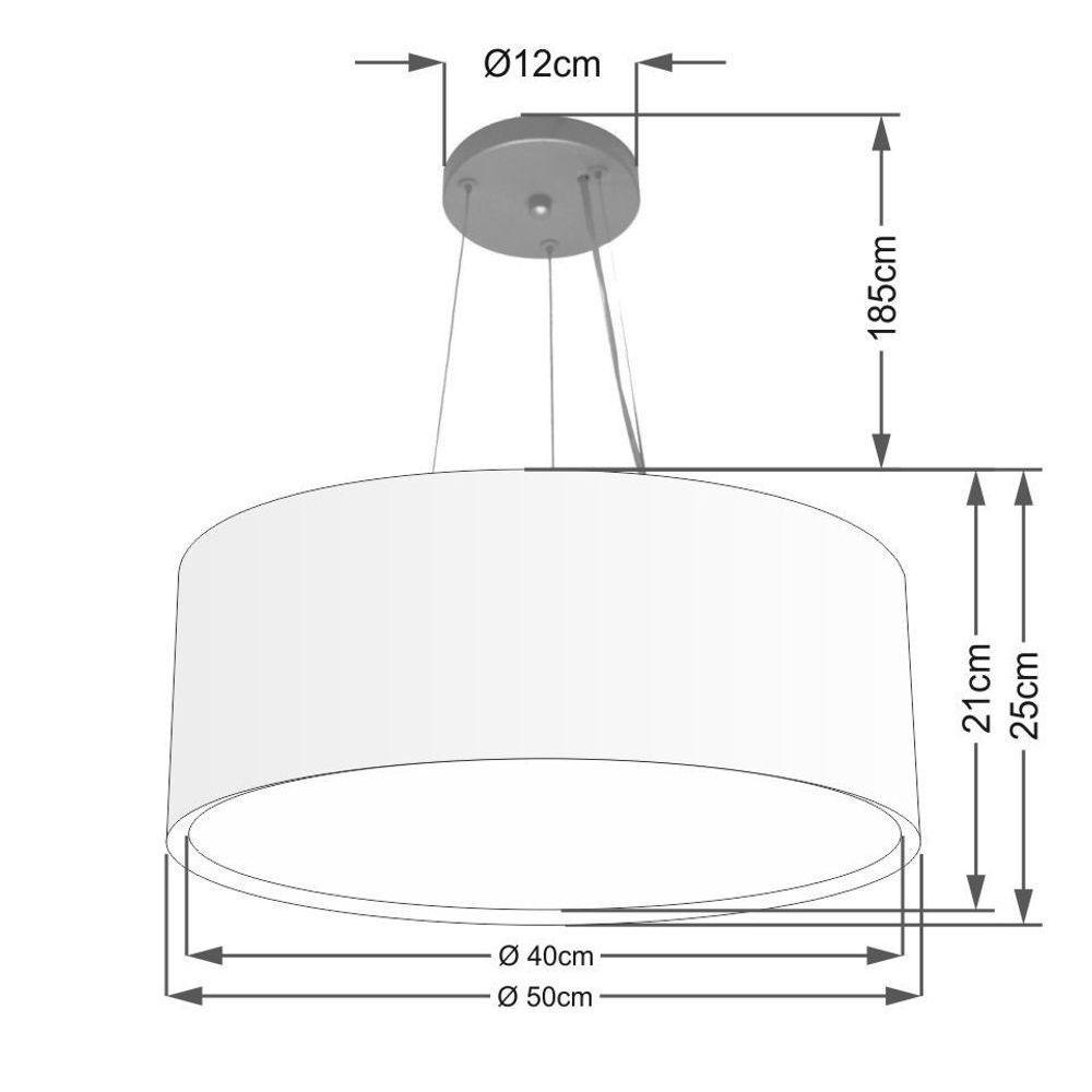 Lustre Pendente Cilíndrico Duplo Vivare Md-4124 Cúpula Em Tecido 50x25cm - Bivolt Linho Bege 127/220v - 2