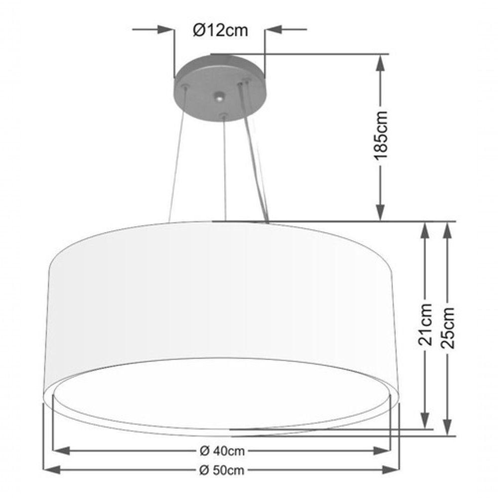 Lustre Pendente Cilíndrico Duplo Vivare Md-4124 Cúpula Em Tecido 50x25cm - Bivolt Linho Bege 127/220v - 4