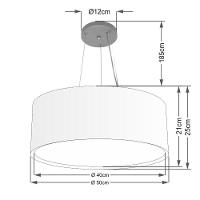 Lustre Pendente Cilíndrico Duplo Vivare Md-4124 Cúpula Em Tecido 50x25cm - Bivolt Linho Bege 127/220v - 2