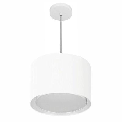 Lustre Pendente Cilíndrico Duplo Md-4285 Cúpula Em Tecido 35x30cm Branco - Bivolt