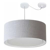 Lustre Pendente Cilíndrico Com Desvio De Centro Vivare Md-4311 Cúpula Em Tecido 60x30cm - Bivolt Rustico-cinza 127/220v - 3