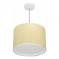 Lustre Pendente Cilíndrico Duplo Vivare Md-4286 Cúpula Em Tecido 40x30cm - Bivolt Algodão-crú 127/220v - 3