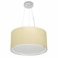 Lustre Pendente Cilíndrico Duplo Md-4123 Cúpula Em Tecido 40x25cm Algodão Crú - Bivolt - 1