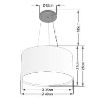 Lustre Pendente Cilíndrico Duplo Md-4123 Cúpula Em Tecido 40x25cm Algodão Crú - Bivolt - 2
