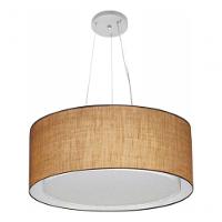Lustre Pendente Cilíndrico Duplo Vivare Md-4124 Cúpula Em Tecido 50x25cm - Bivolt Palha 127/220v - 3