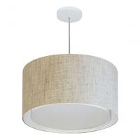 Lustre Pendente Cilíndrico Duplo Vivare Md-4287 Cúpula Em Tecido 45x30cm - Bivolt Rustico-bege 127/220v - 3