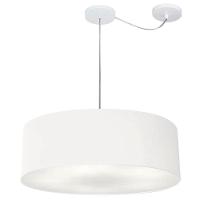 Lustre Pendente Cilíndrico Com Desvio Md-4262 Cúpula Em Tecido 55x15cm Branco - Bivolt - 1