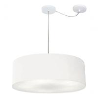 Lustre Pendente Cilíndrico Com Desvio Md-4262 Cúpula Em Tecido 55x15cm Branco - Bivolt - 3