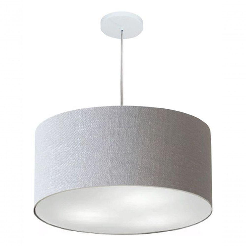 Lustre Pendente Cilíndrico Vivare Md-4219 Cúpula Em Tecido 55x25cm - Bivolt Rustico-cinza 127/220v - 4