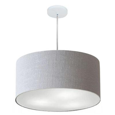 Lustre Pendente Cilíndrico Vivare Md-4219 Cúpula Em Tecido 55x25cm - Bivolt Rustico-cinza 127/220v