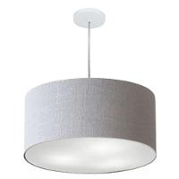 Lustre Pendente Cilíndrico Vivare Md-4219 Cúpula Em Tecido 55x25cm - Bivolt Rustico-cinza 127/220v - 1