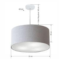 Lustre Pendente Cilíndrico Vivare Md-4219 Cúpula Em Tecido 55x25cm - Bivolt Rustico-cinza 127/220v - 2