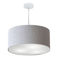 Lustre Pendente Cilíndrico Vivare Md-4219 Cúpula Em Tecido 55x25cm - Bivolt Rustico-cinza 127/220v
